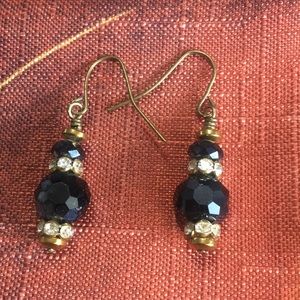 Black crystal rhinestone earrings